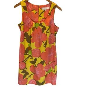 Trina Turk Los Angeles Floral Dress - Yellow Orange Pink Resortwear Cruise Sz 6